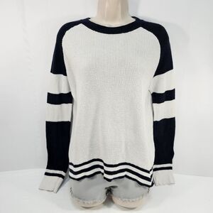 Faherty Throwback Waffle Crewneck Sweater Colorblock Cotton Cashmere Preppy Sz S